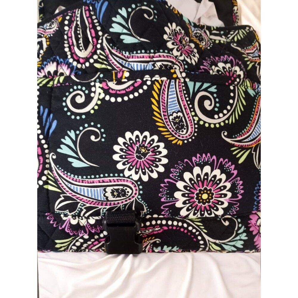 Vera Bradley Black Paisley Foldover Laptop Book Bag. - Picture 7 of 16